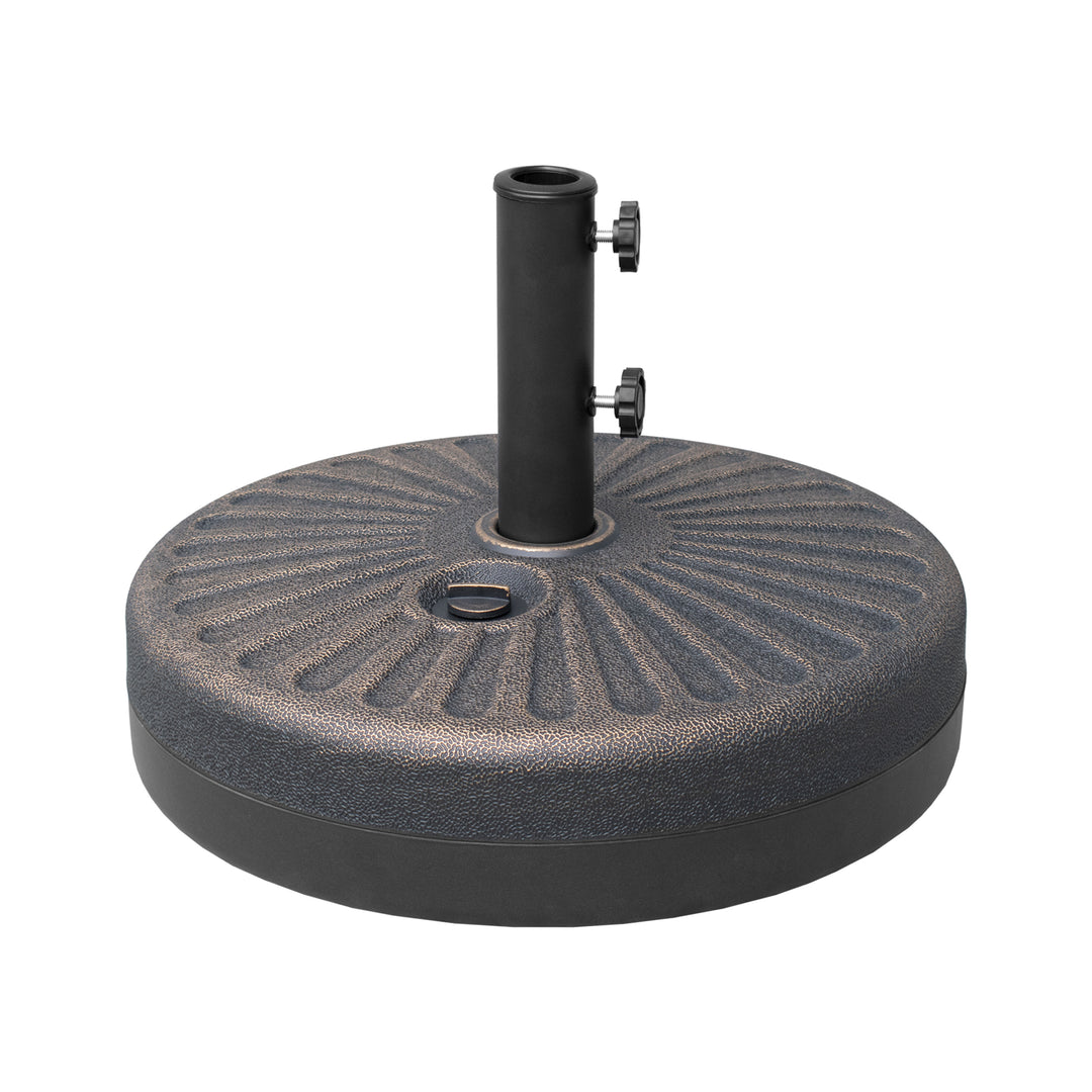 Lanai 9 ft. Aluminum Half Market Crank Lift Patio Umbrella with Bronze Round Base