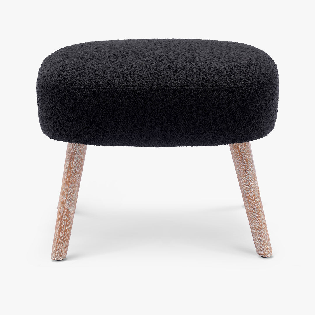 Genevieve 4-Piece Set Mid-Century Boucle Accent Chairs with Ottoman Foot Stools