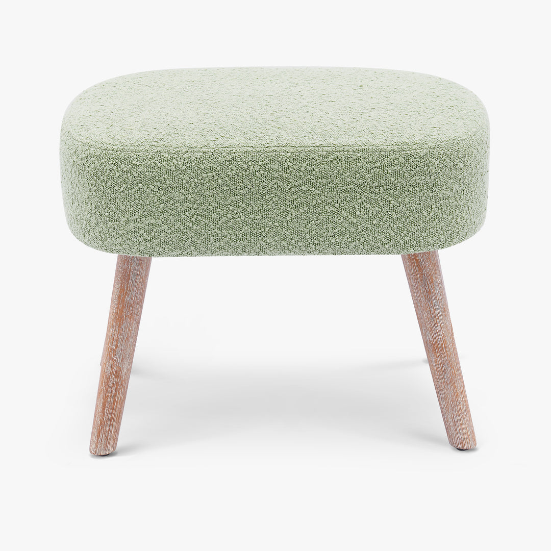 Genevieve 4-Piece Set Mid-Century Boucle Accent Chairs with Ottoman Foot Stools