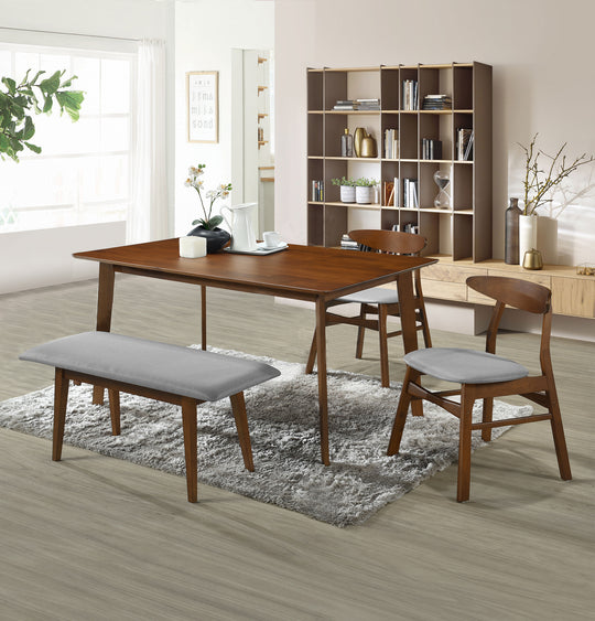 Lalia 4-Piece Solid Wood Upholstered Chair and Dining Table Bench Dining Set