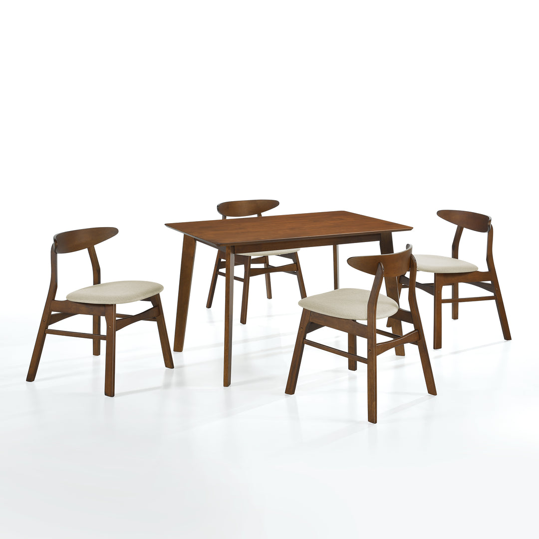 Lalia 5-Piece Solid Wood Upholstered Chair and Dining Table Set