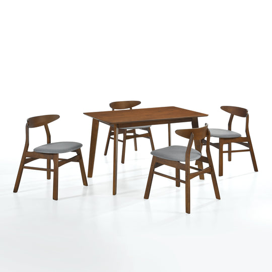 Lalia 5-Piece Solid Wood Upholstered Chair and Dining Table Set