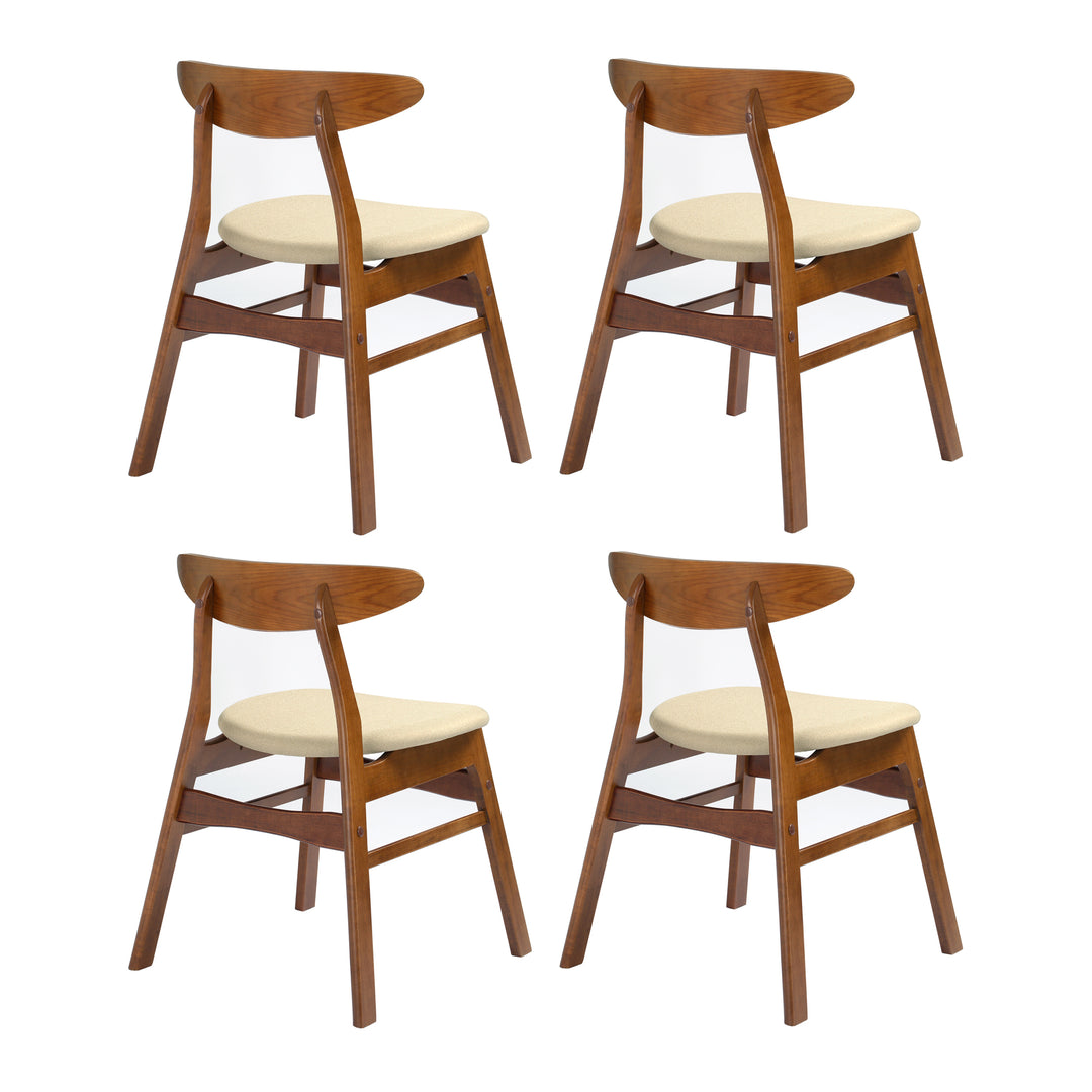 Lalia 5-Piece Solid Wood Upholstered Chair and Dining Table Set