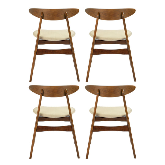 Lalia 5-Piece Solid Wood Upholstered Chair and Dining Table Set