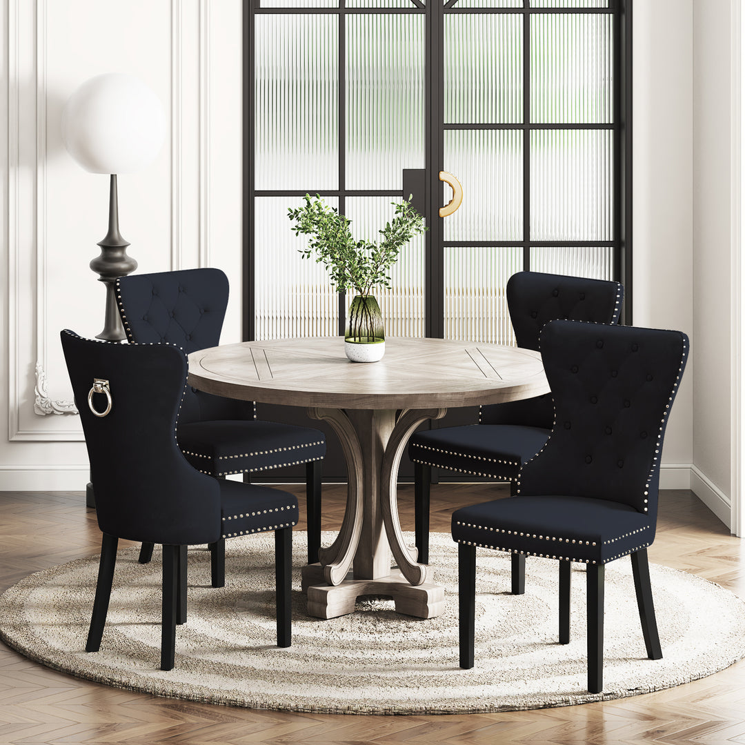 Wordford Velvet Upholstered Tufted Dining Chairs (Set of 4)