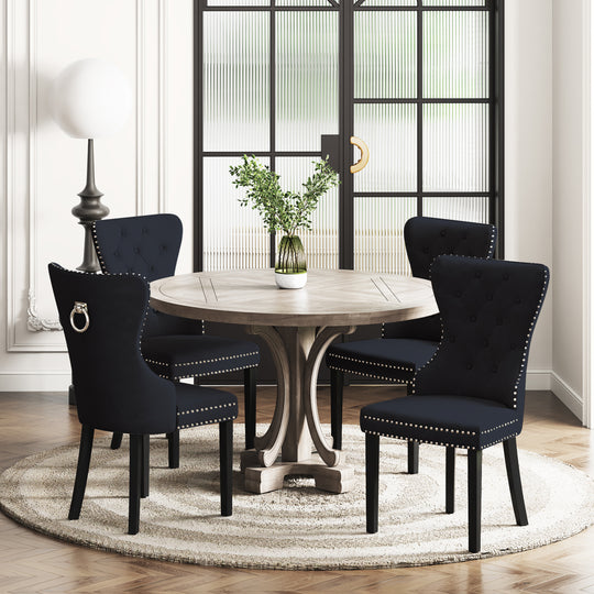 Wordford Velvet Upholstered Tufted Dining Chairs (Set of 4)