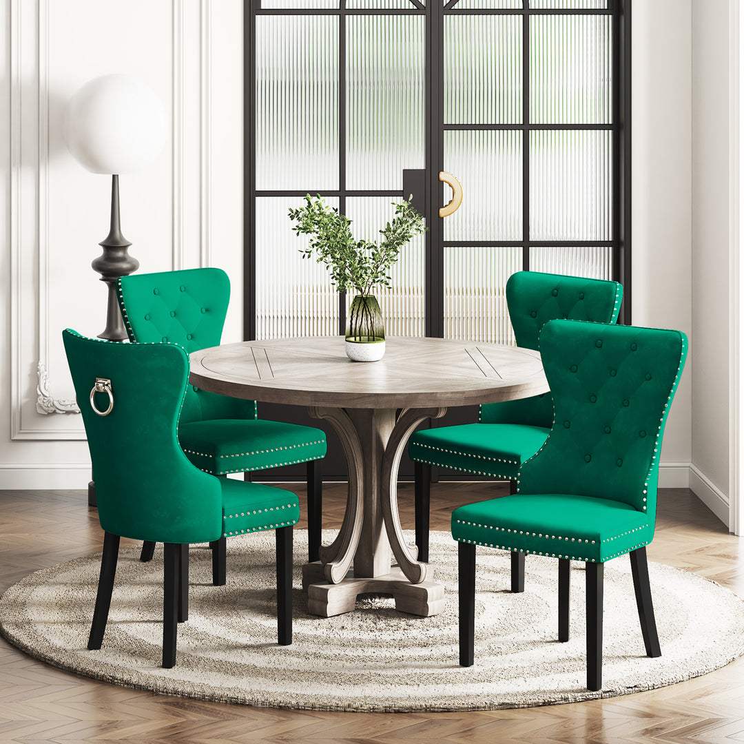 Wordford Velvet Upholstered Tufted Dining Chairs (Set of 4)