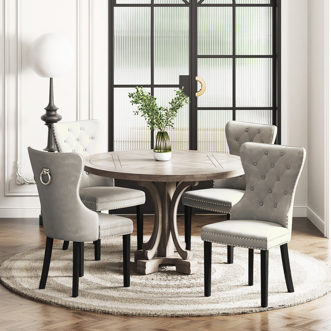 Wordford Velvet Upholstered Tufted Dining Chairs (Set of 4)