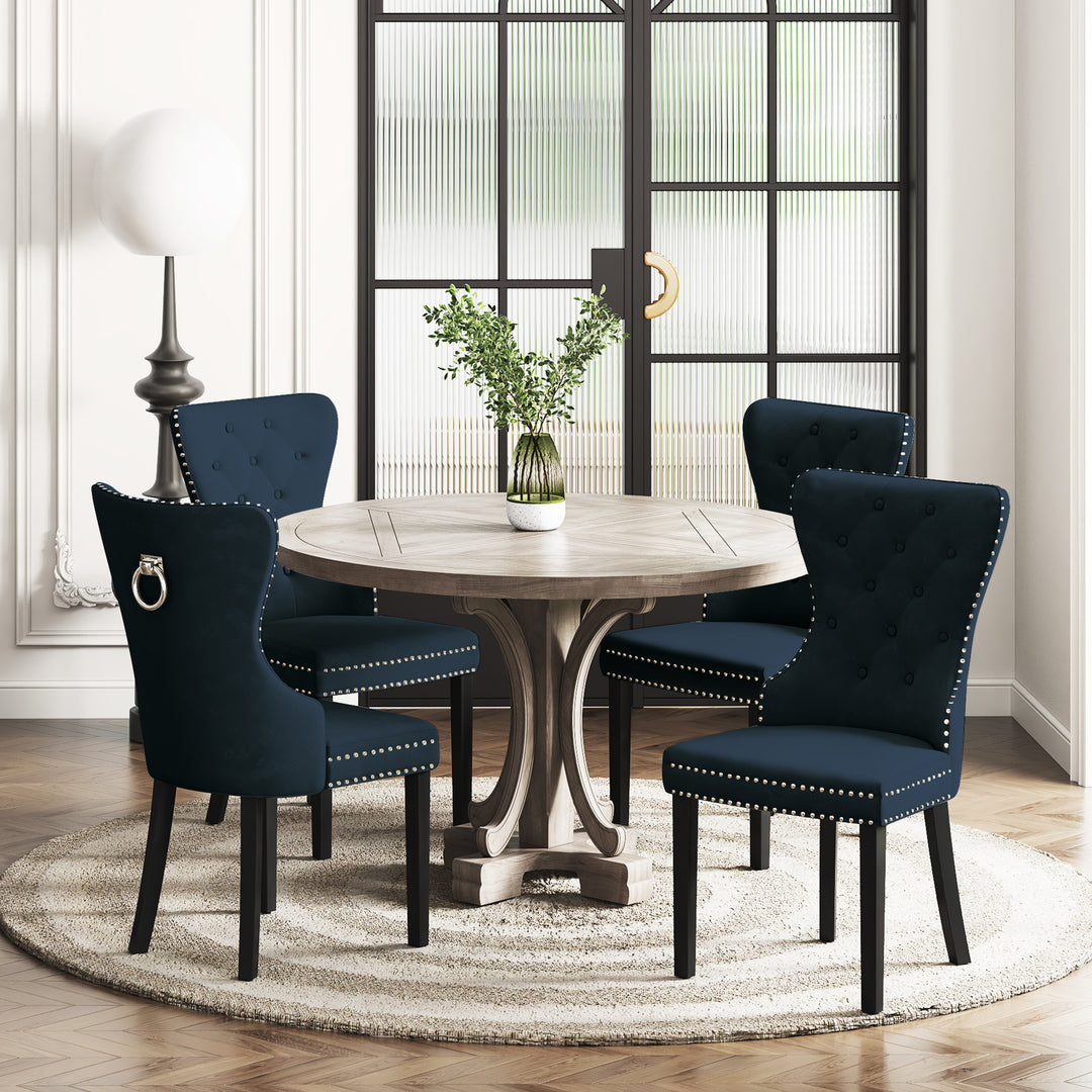 Wordford Velvet Upholstered Tufted Dining Chairs (Set of 4)