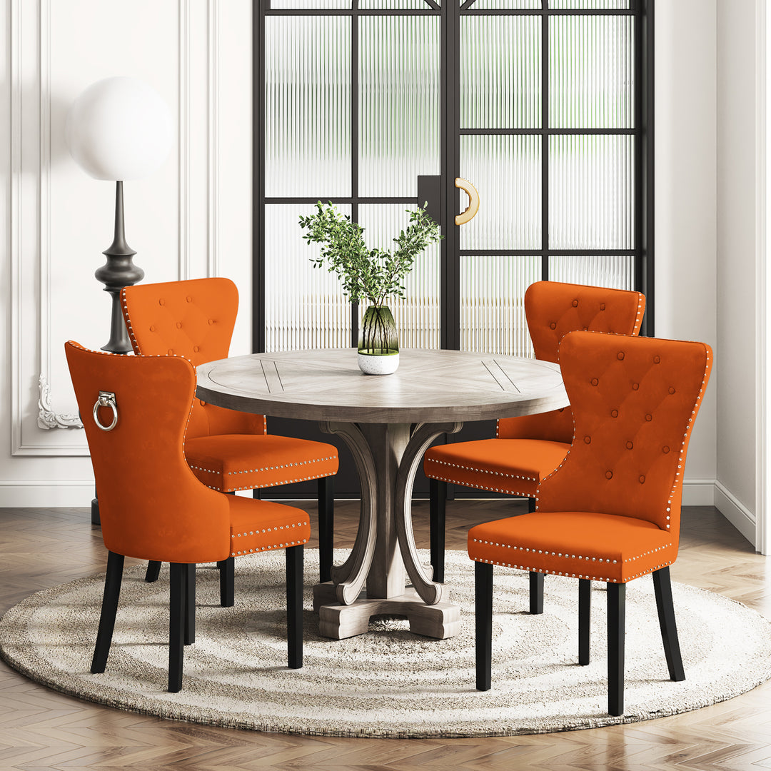 Wordford Velvet Upholstered Tufted Dining Chairs (Set of 4)