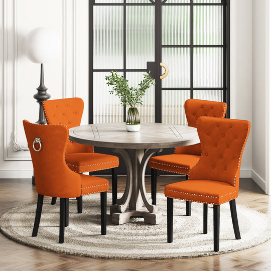 Wordford Velvet Upholstered Tufted Dining Chairs (Set of 4)
