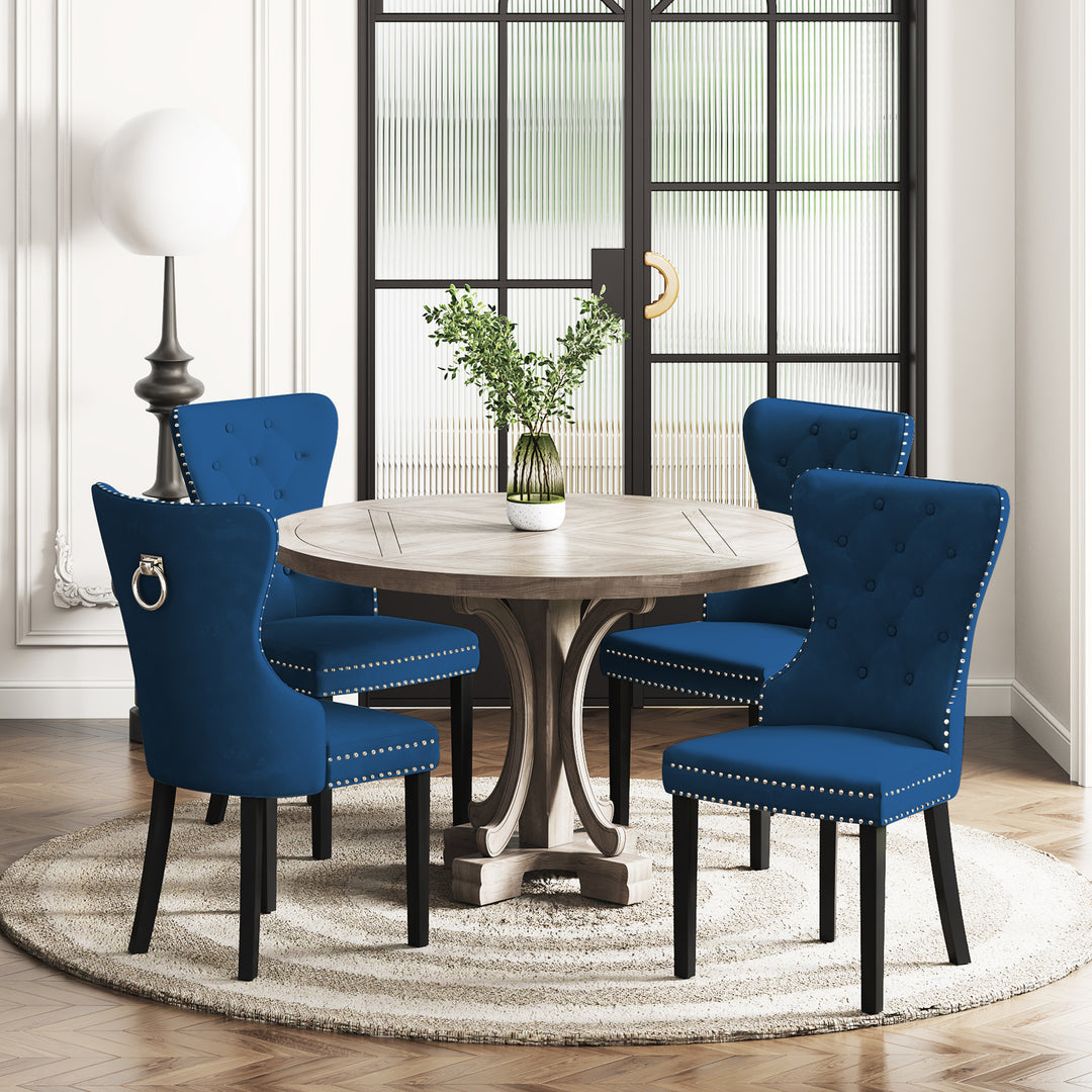 Wordford Velvet Upholstered Tufted Dining Chairs (Set of 4)