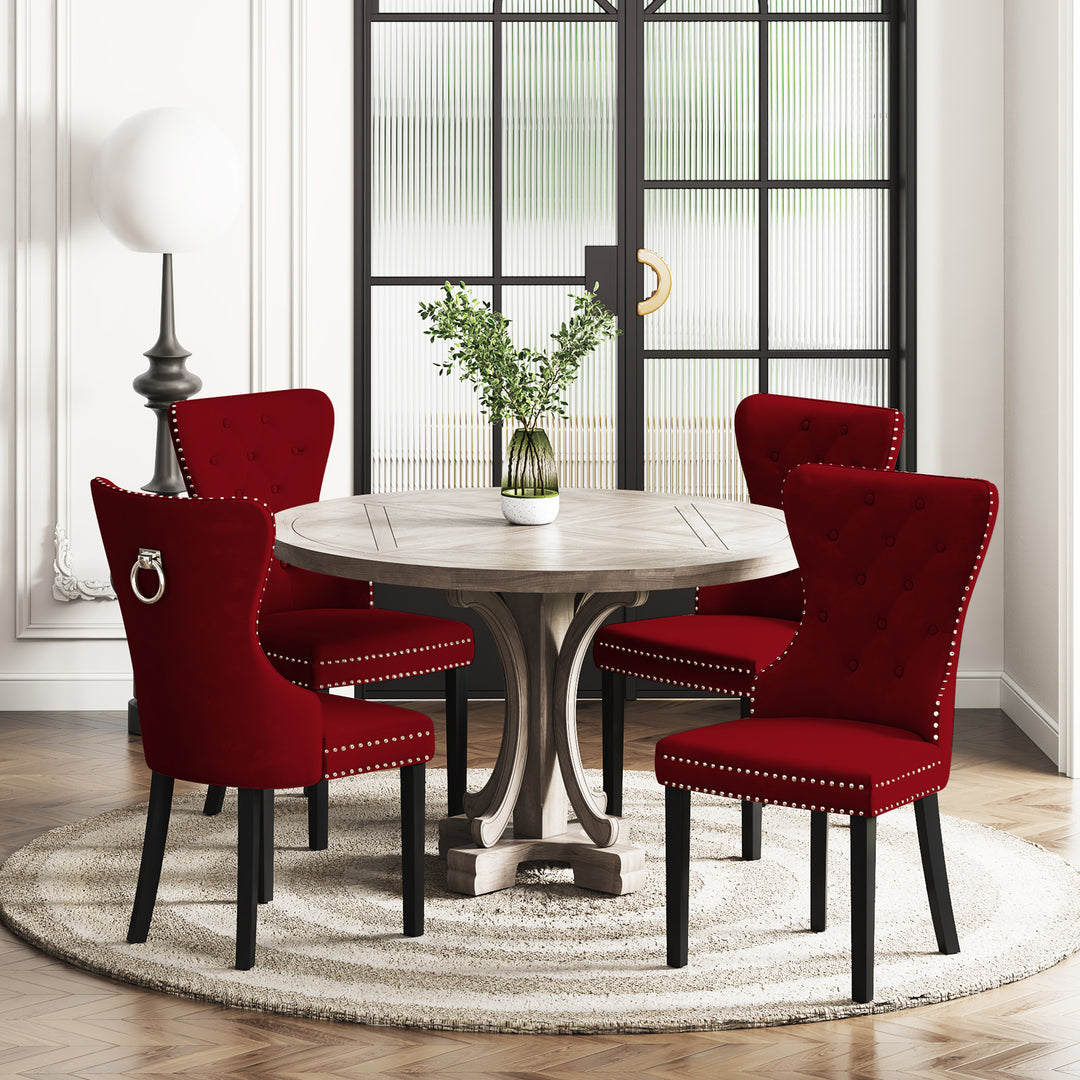 Wordford Velvet Upholstered Tufted Dining Chairs (Set of 4)