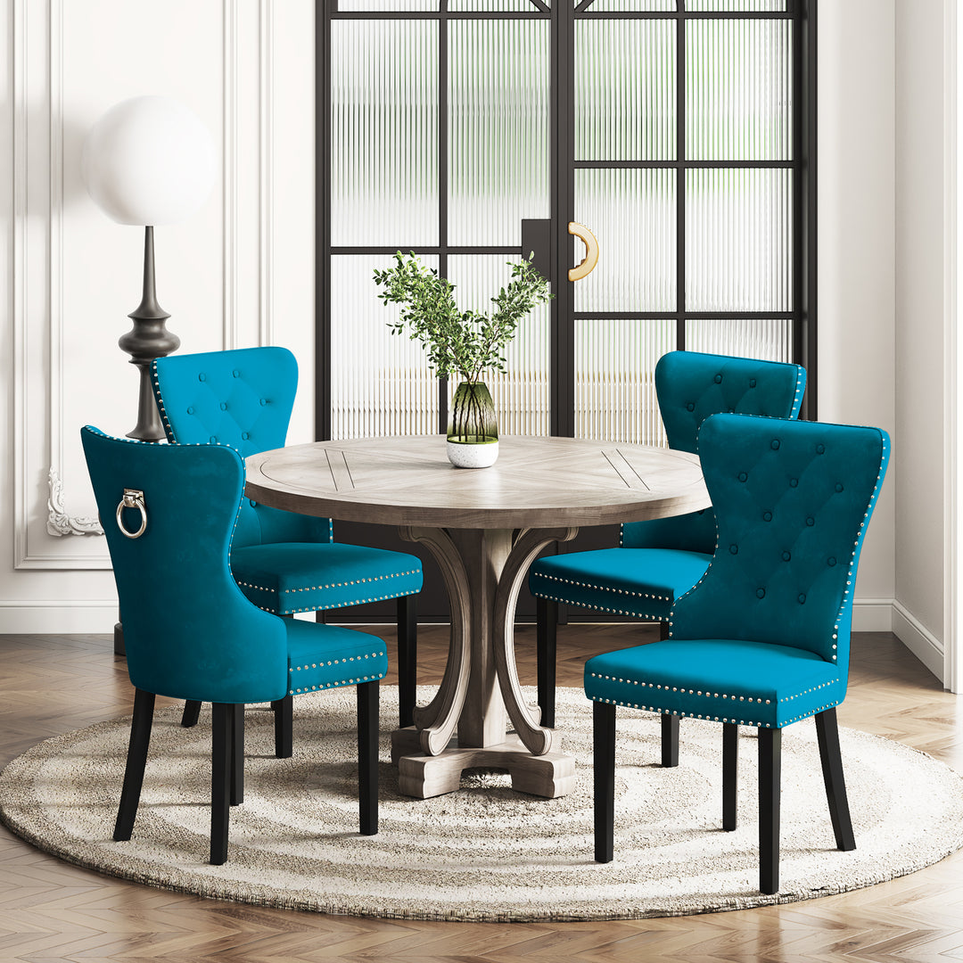 Wordford Velvet Upholstered Tufted Dining Chairs (Set of 4)