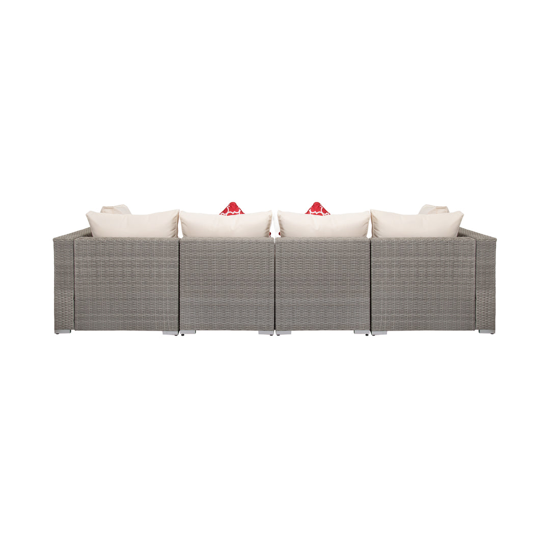 Irvine 5-Piece Outdoor Patio Rattan Wicker Sofa with Coffee Table Set
