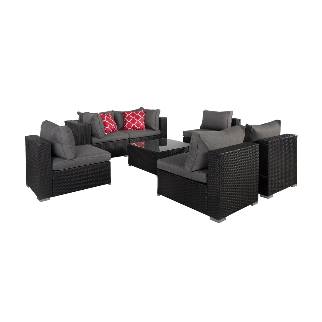 Irvine 7-Piece Outdoor Patio Rattan Wicker Sectional Sofa with Coffee Table Set