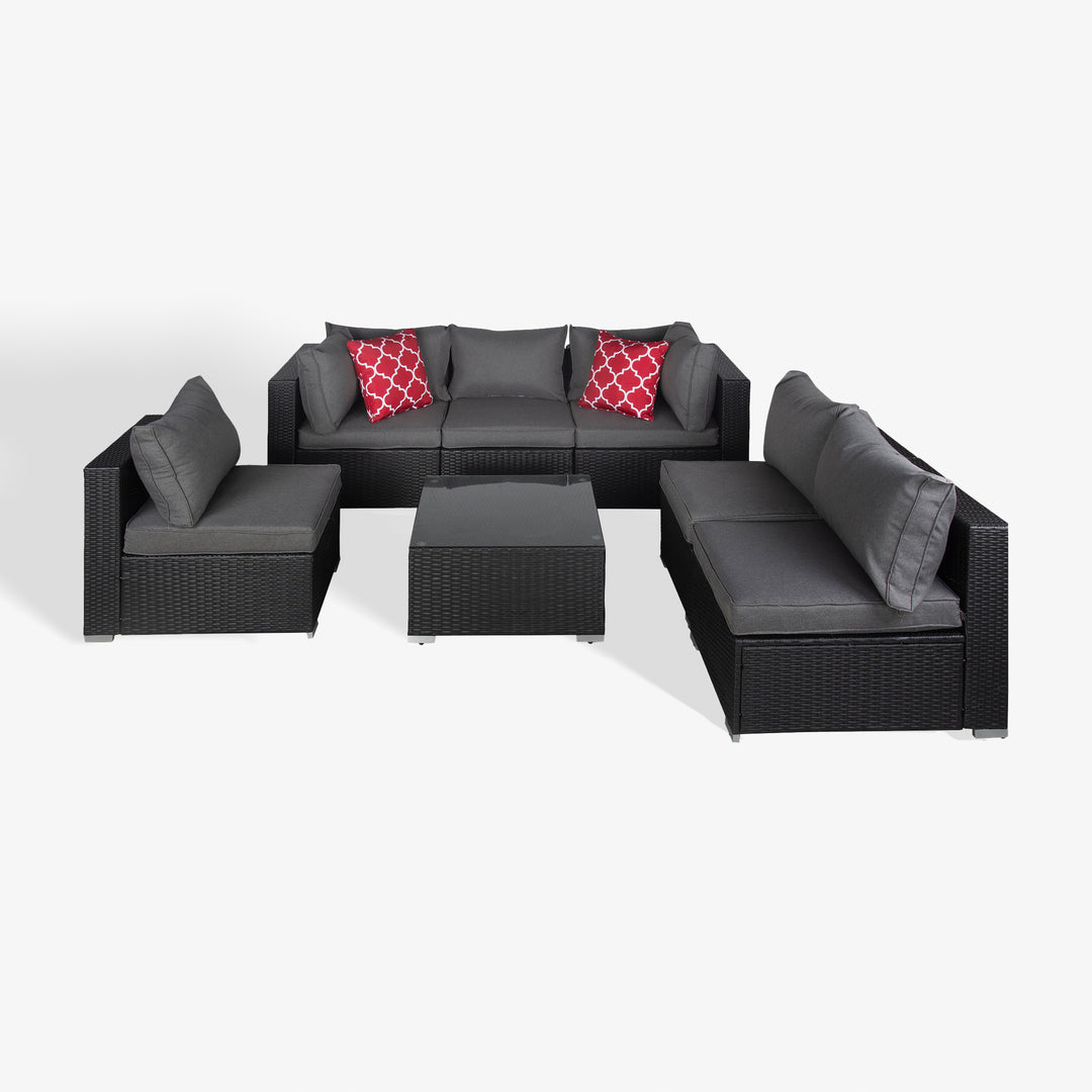 Irvine 7-Piece Outdoor Patio Rattan Wicker Sectional Sofa with Coffee Table Set