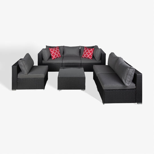 Irvine 7-Piece Outdoor Patio Rattan Wicker Sectional Sofa with Coffee Table Set