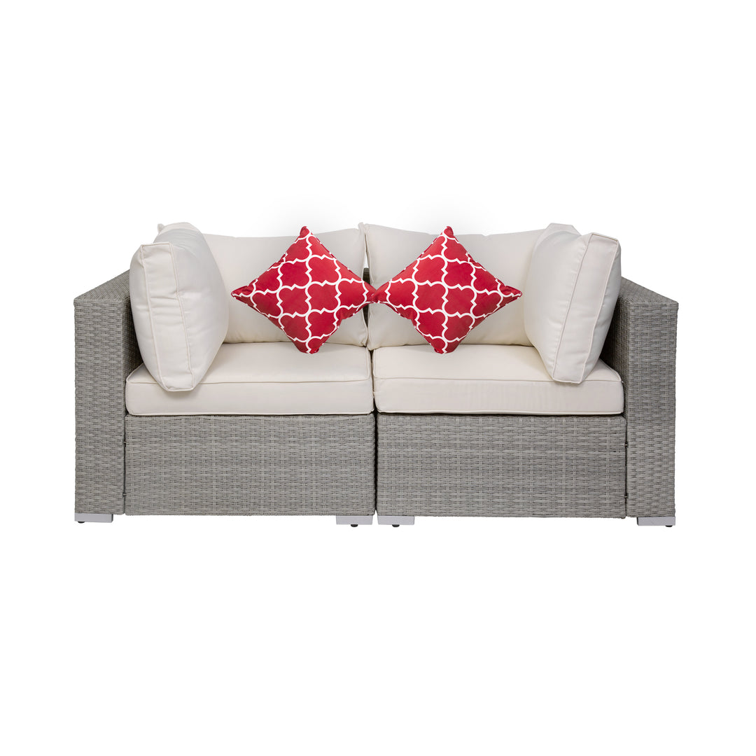 Irvine 7-Piece Outdoor Patio Rattan Wicker Sectional Sofa with Coffee Table Set