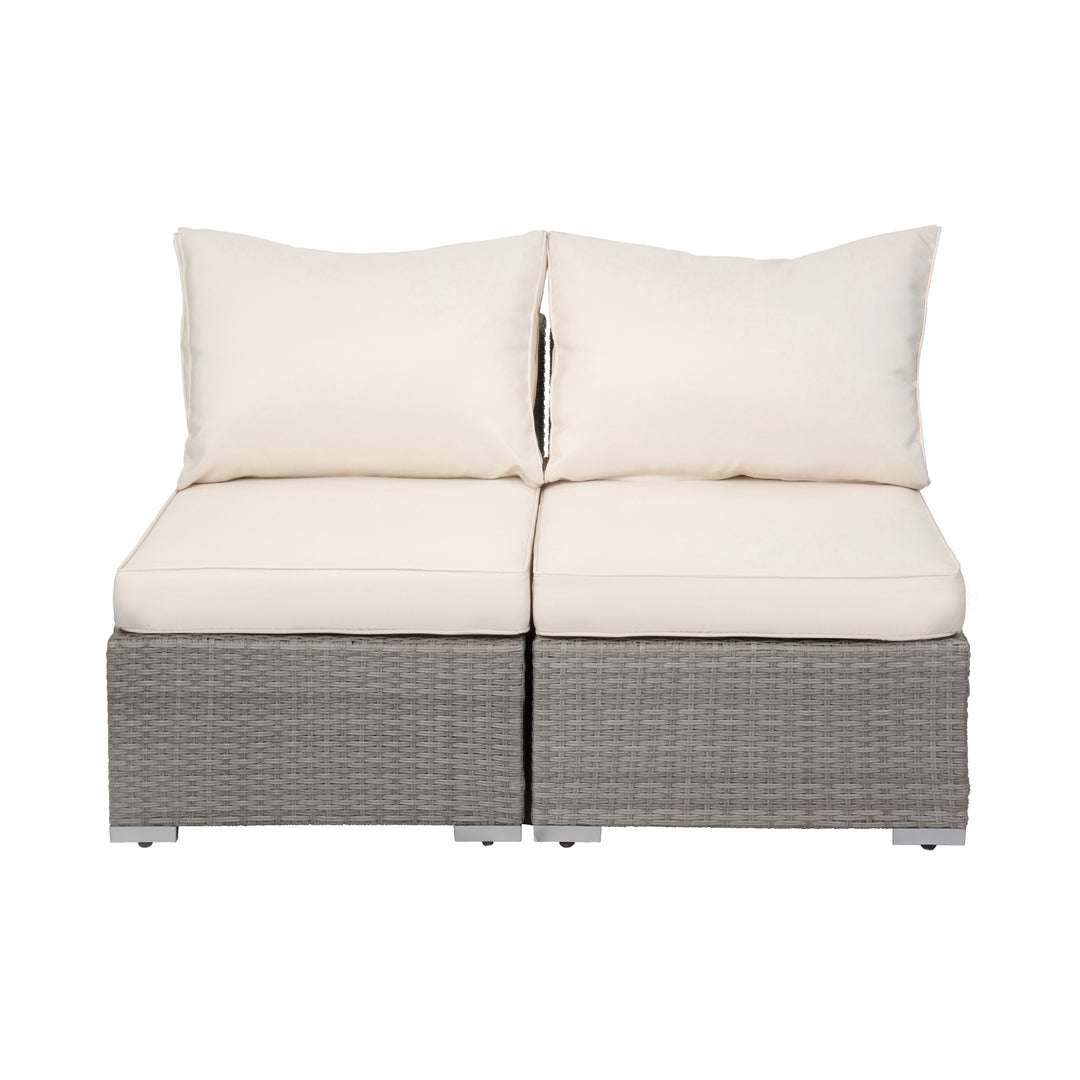 Irvine 7-Piece Outdoor Patio Rattan Wicker Sectional Sofa with Coffee Table Set