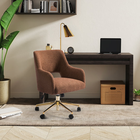 Genevieve Mid-Century Modern Swivel Office Vanity Chair with Wheels