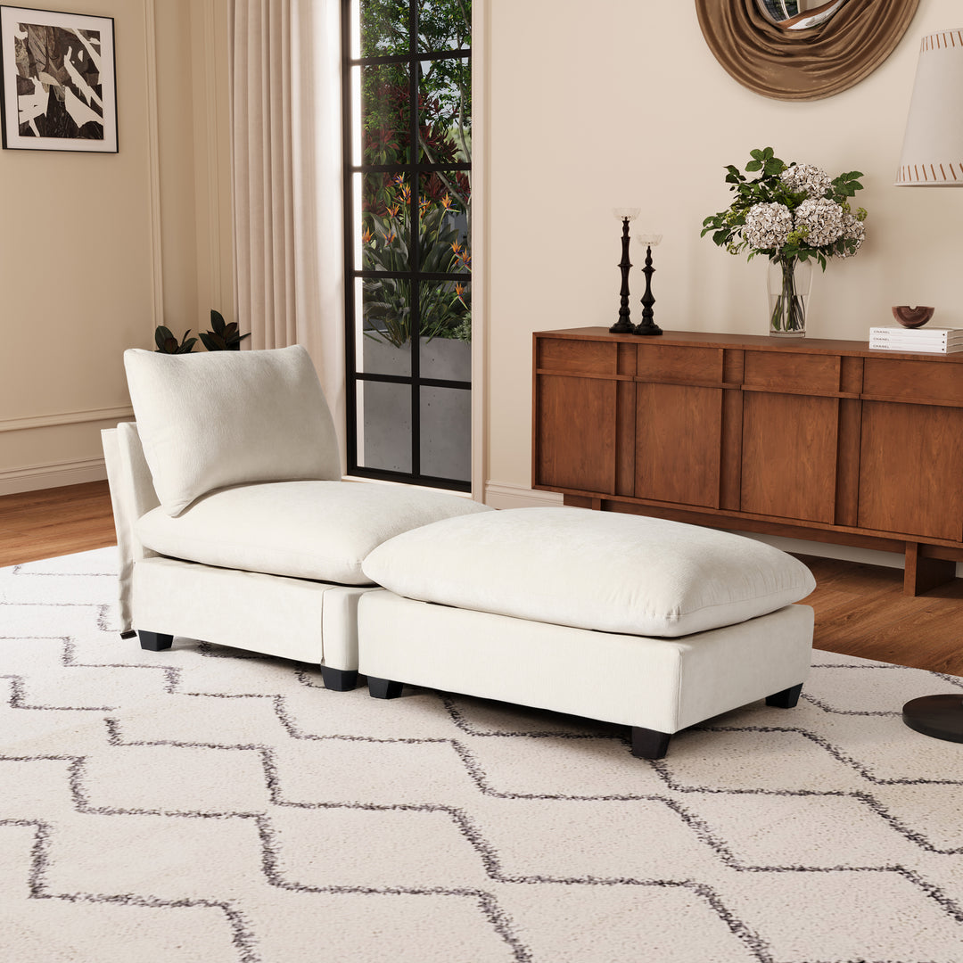 Augusta 68.5" Chenille Upholstered Indoor Chaise Lounge Chair