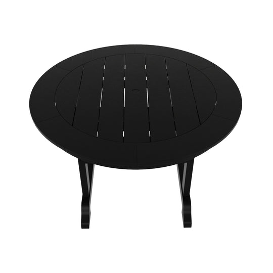 Malibu 5-Piece HDPE Round Patio Dining Table Set with Foldable Chairs