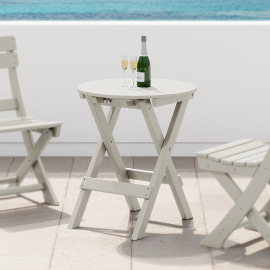 Malibu HDPE Outdoor 24.5 Inch Round Portable Folding Patio Dining Table