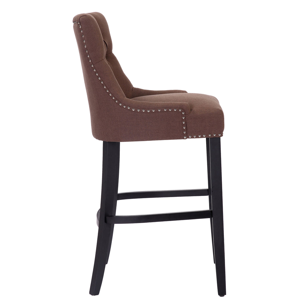 Hayes 29" Upholstered Tufted Wood Bar Stool, Black