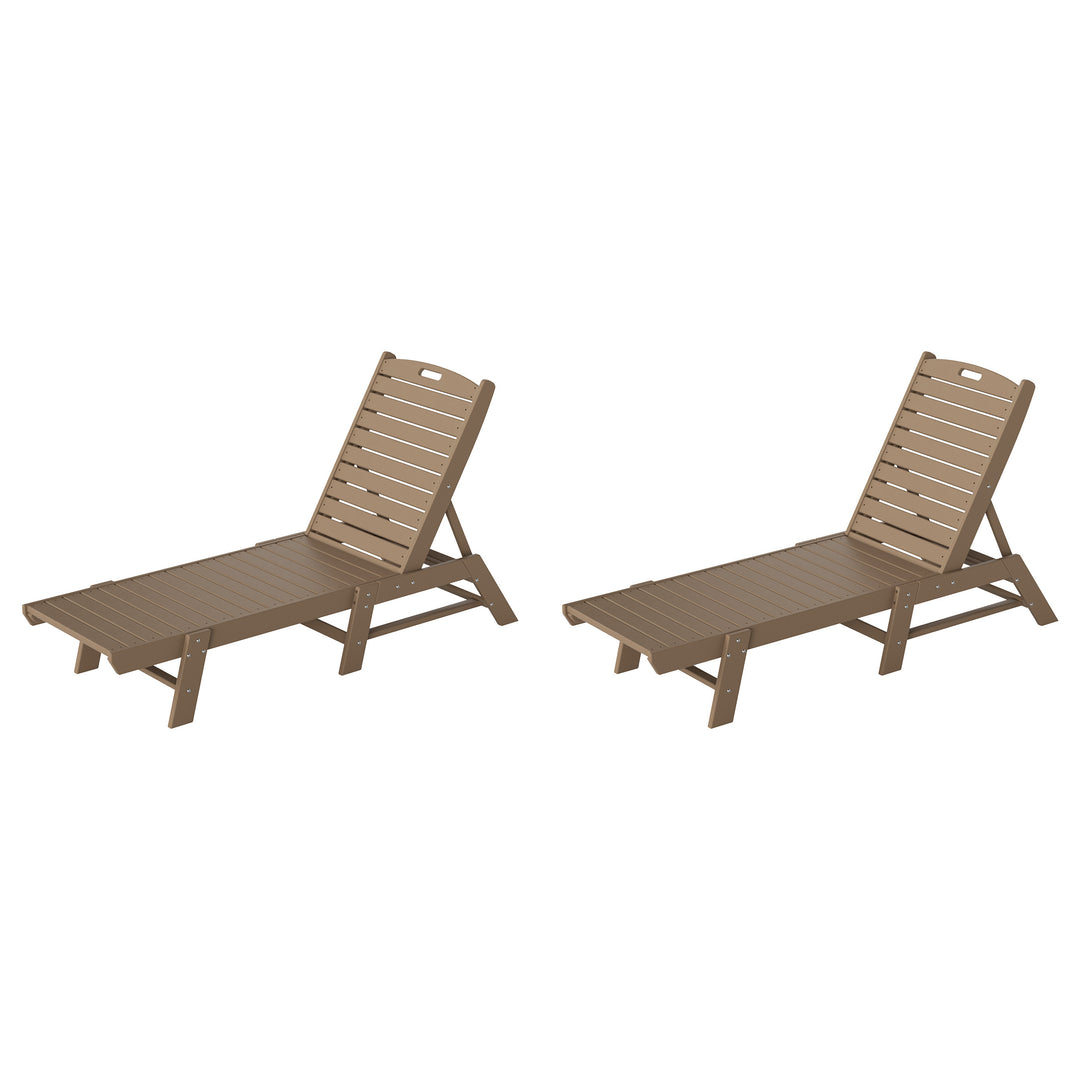 Malibu Poly Reclining Outdoor Patio Chaise Lounge Chair Adjustable (Set of 2)