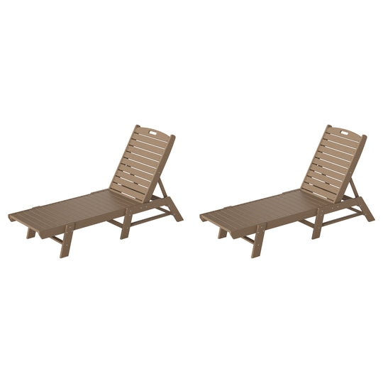 Malibu Poly Reclining Outdoor Patio Chaise Lounge Chair Adjustable (Set of 2)