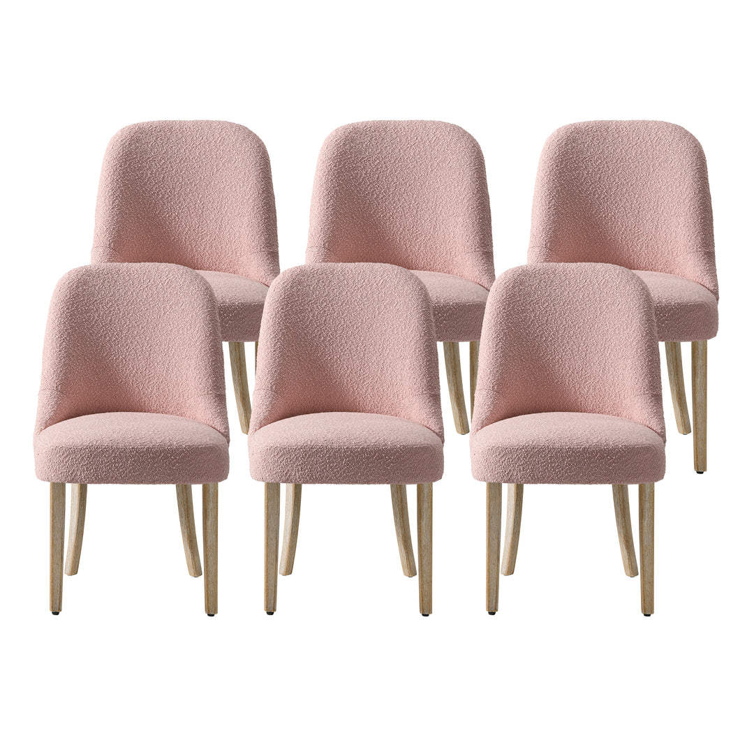 Genevieve Mid-Century Modern Upholstered Boucle Dining Chair (Set of 6)