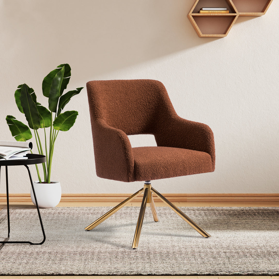 Genevieve Mid-Century Modern Wide Boucle Swivel Accent Arm Chair