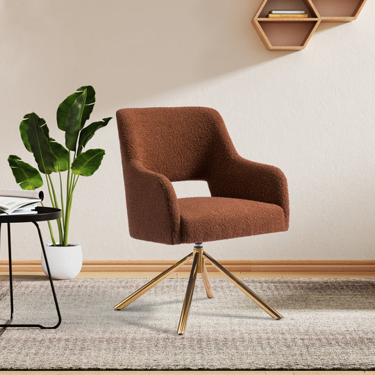 Genevieve Mid-Century Modern Wide Boucle Swivel Accent Arm Chair