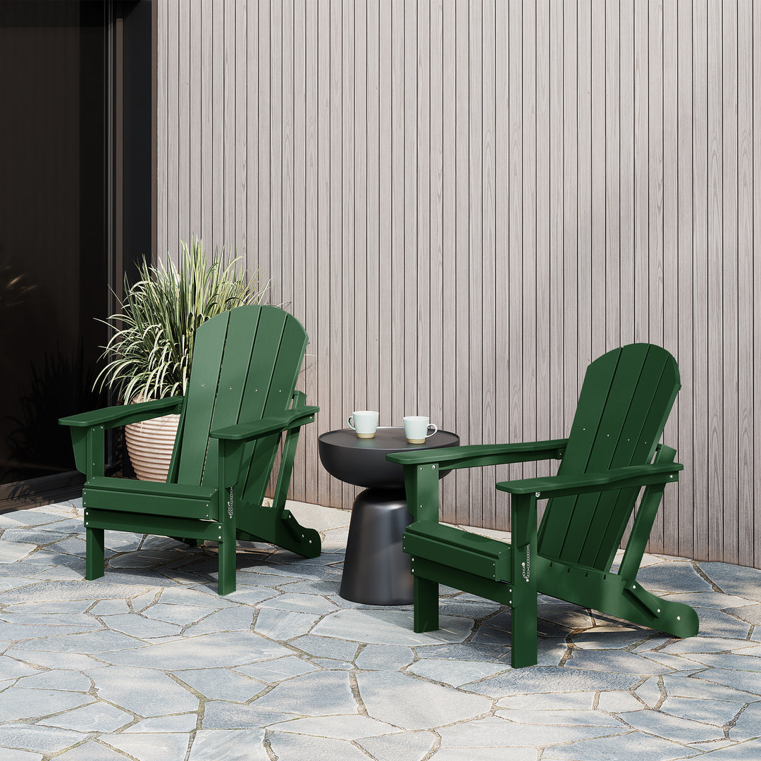 Malibu 2 piece set outdoor folding Poly Adirondack chair