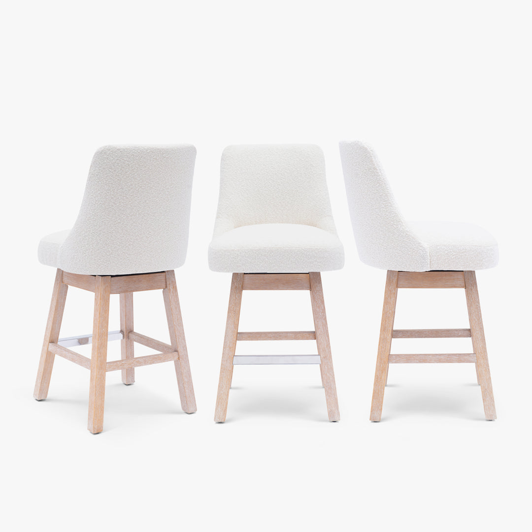 Genevieve 26" Upholstered Swivel Counter Height Bar Stools (Set of 3)
