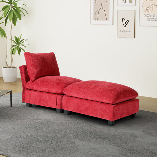 Augusta 68.5" Chenille Upholstered Indoor Chaise Lounge Chair