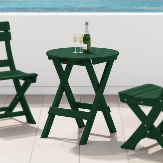 Malibu HDPE Outdoor 24.5 Inch Round Portable Folding Patio Dining Table