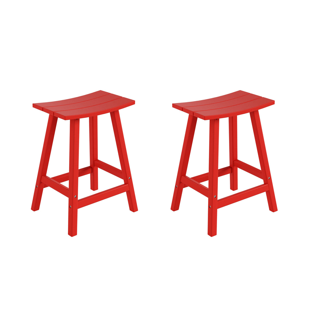 Malibu 2 piece set of 24" height Outdoor / Patio Saddle bar stools