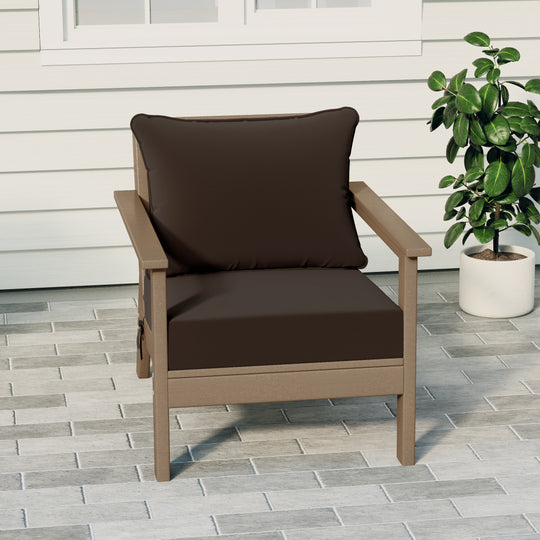 Avalon Outdoor Modern HDPE Patio Club Chair with Deep Seat Cushions