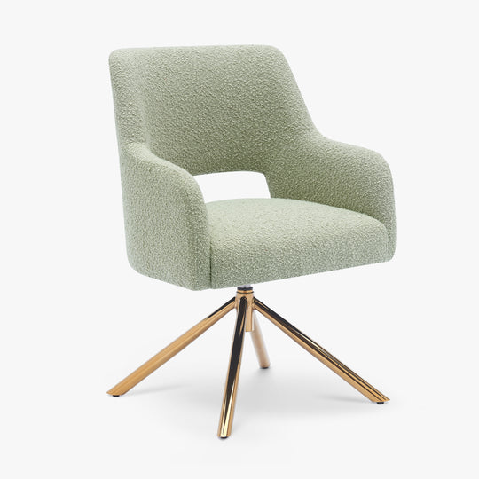 Genevieve Mid-Century Modern Wide Boucle Swivel Vanity Chair