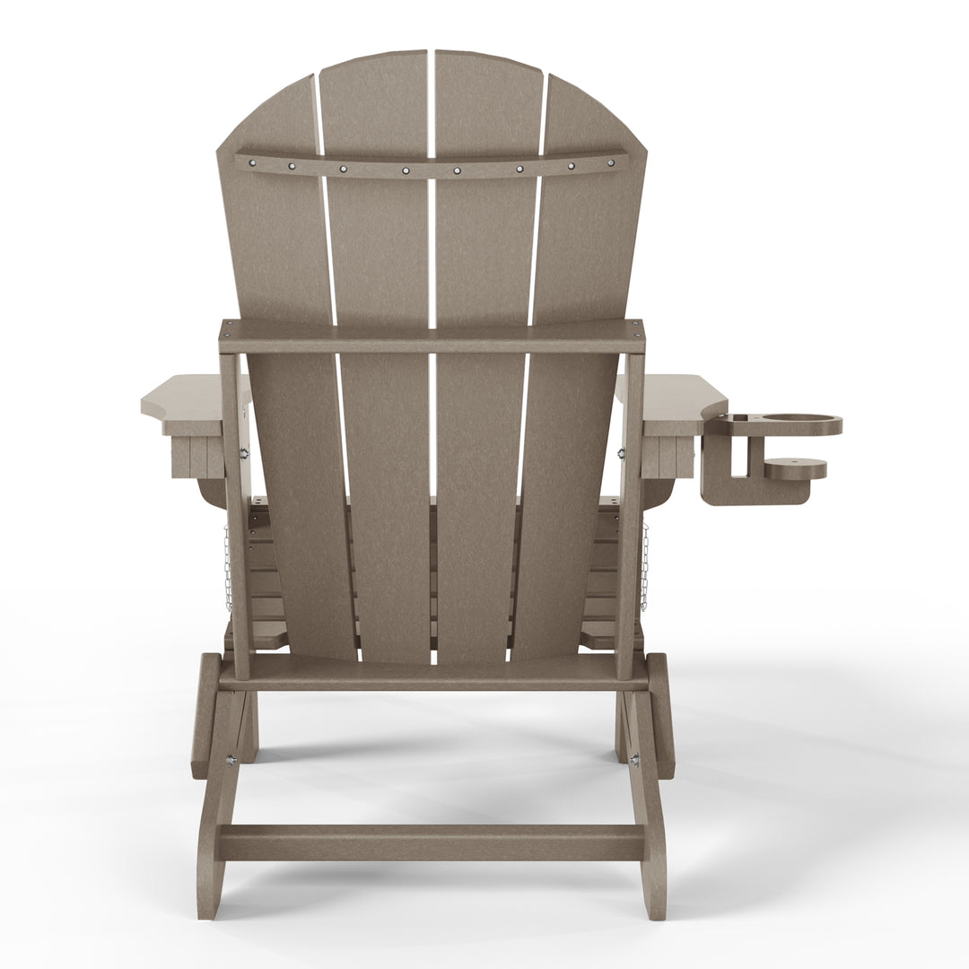 Malibu Folding Adjustable Adirondack Chair with Retractable Ottoman and Cup Holder (Set of 2)