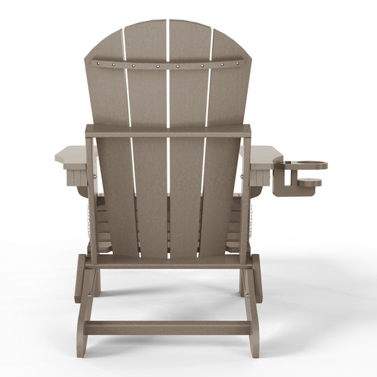 Malibu Folding Adjustable Adirondack Chair with Retractable Ottoman and Cup Holder (Set of 2)