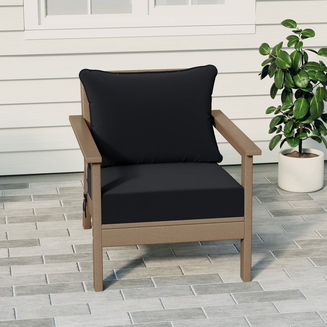Avalon Outdoor Modern HDPE Patio Club Chair with Deep Seat Cushions