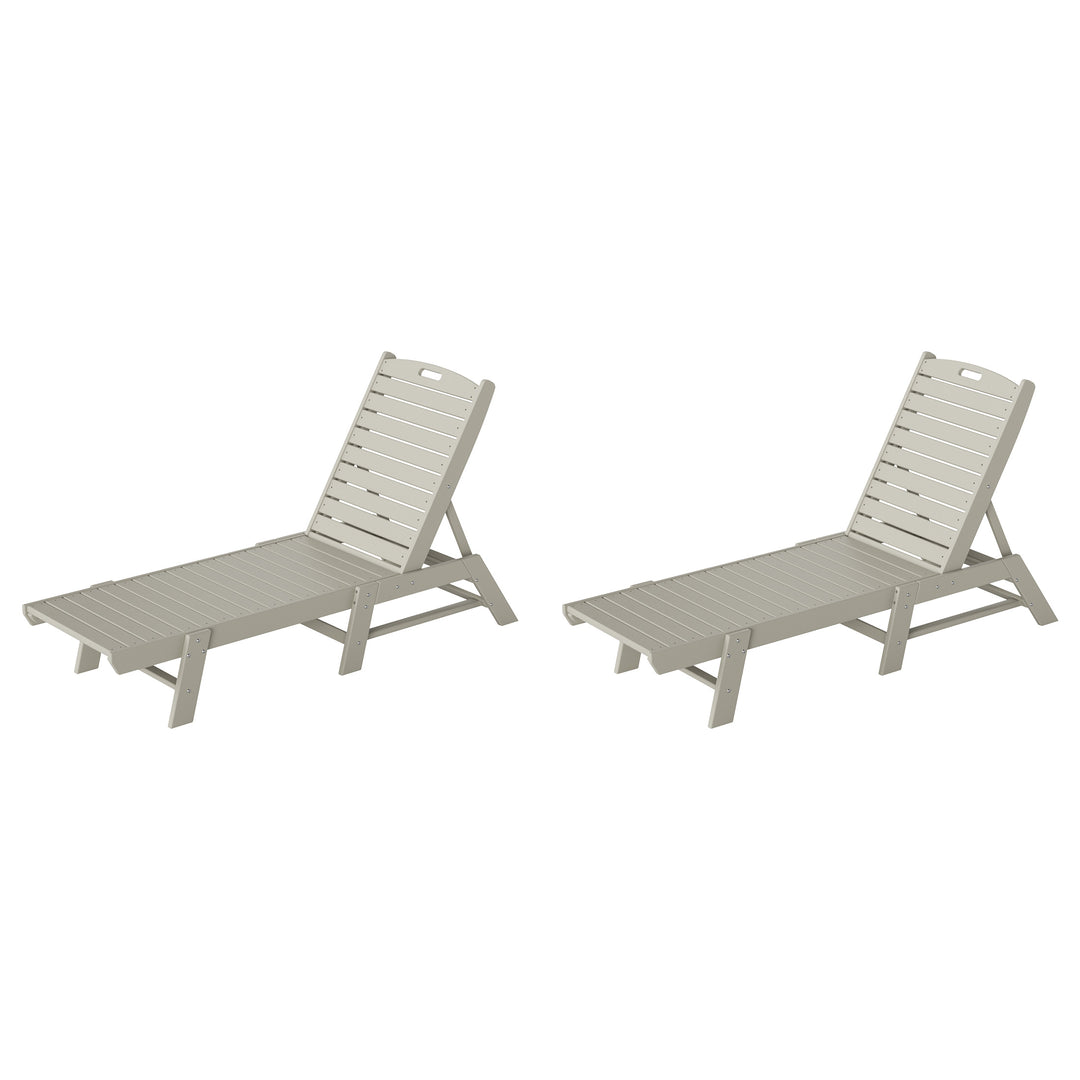 Malibu Poly Reclining Outdoor Patio Chaise Lounge Chair Adjustable (Set of 2)