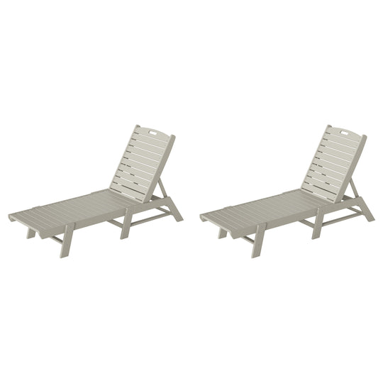 Malibu Poly Reclining Outdoor Patio Chaise Lounge Chair Adjustable (Set of 2)