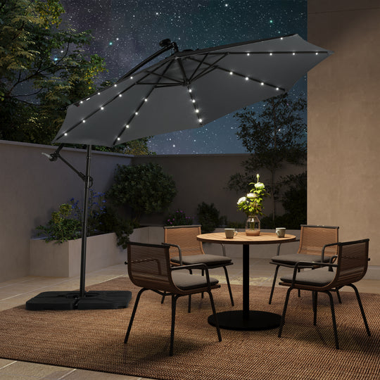 Albert 10 ft. Outdoor / Paito Cantilever Hanging Umbrella with Solar Power LED lights