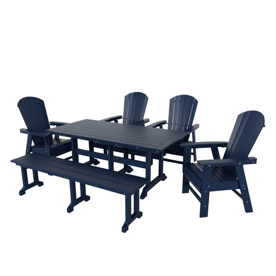 Dylan 6 Piece Outdoor Patio Dining Table and Armchair Dining Bench Set