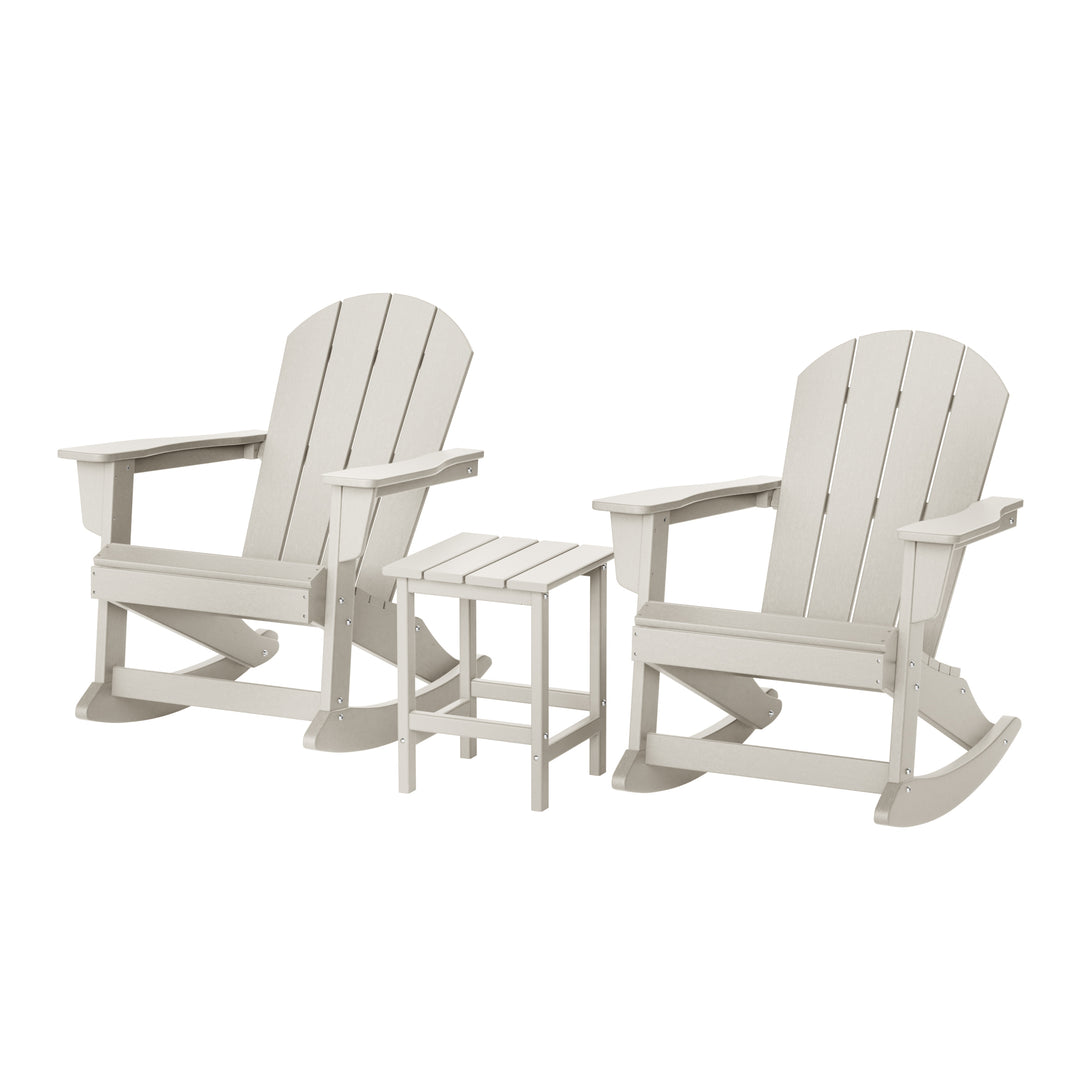 Malibu 3-Piece set Outdoor / Patio Poly Adirondack rocking chairs with a side table ( 2 seater )