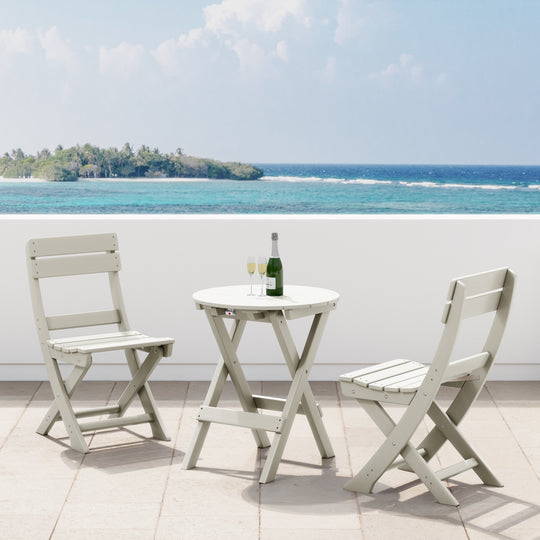 Malibu 3-Piece Outdoor HDPE Folding Patio Bistro Table and Chairs